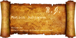 Matics Julianna névjegykártya